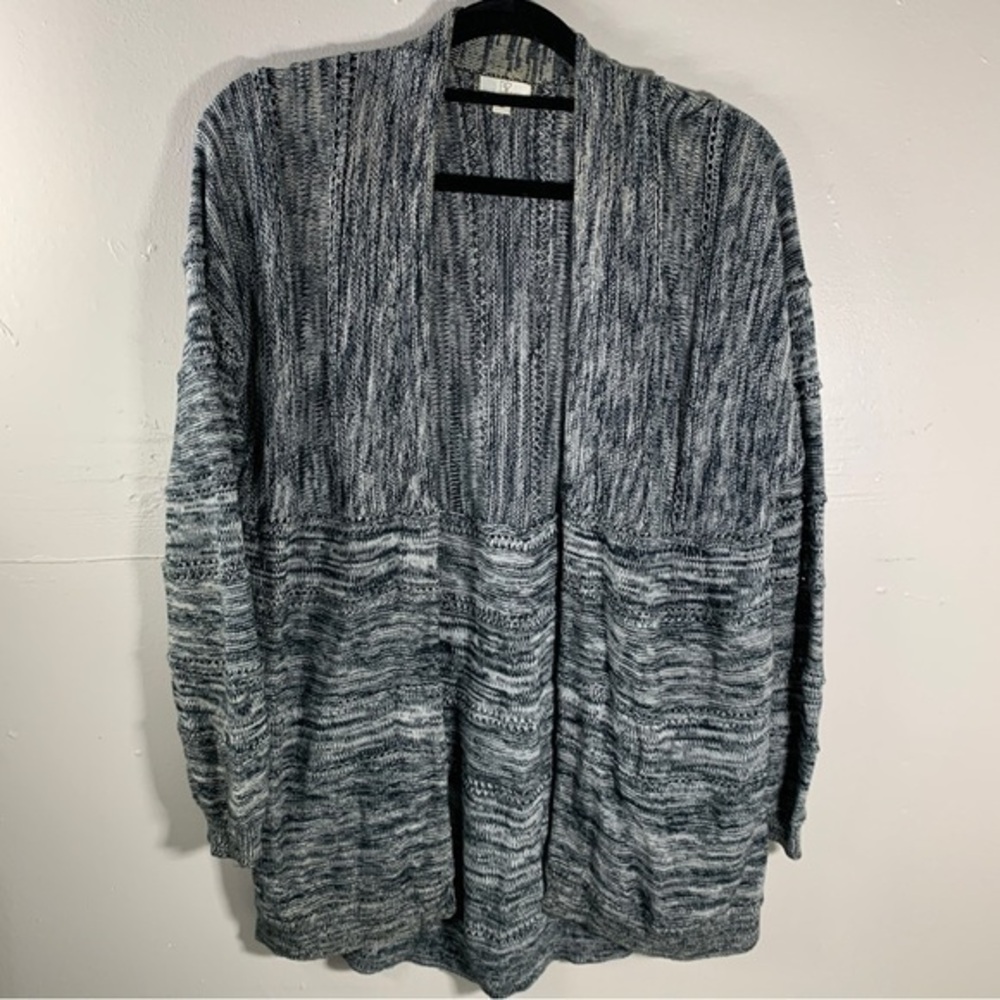 BP Lightweight knit duster sweater cardigan Black white gray open front